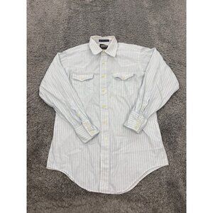 Vtg Luskeys Western Stores Shirt Mens 15.5 33 White Pinstriped Cowboy Ranchwear